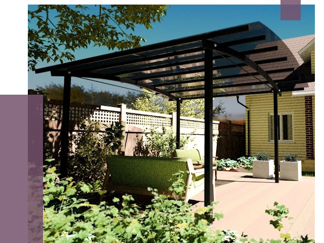 Навесы для террасы в Можге от 12913 руб. под ключ | ПРОЛЁТ-Мжг