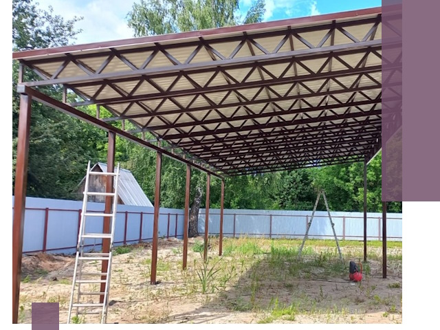 Односкатные навесы под ключ в Можге — изготовление и монтаж